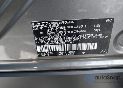 2025 Toyota Bz4X Xle z USA, uszkodzony, nr VIN JTMAAAAAXSA069435